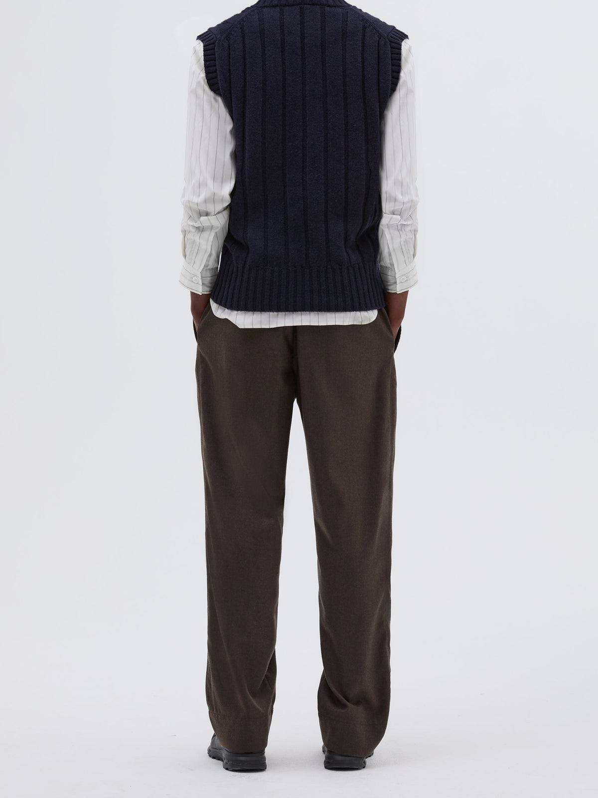 Pull boxy sans manches en laine - Navy