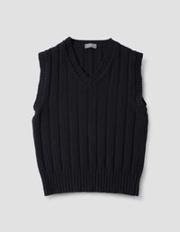 Débardeur en maille à larges côtes - Navy