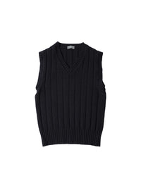 Pull boxy sans manches en laine - Navy