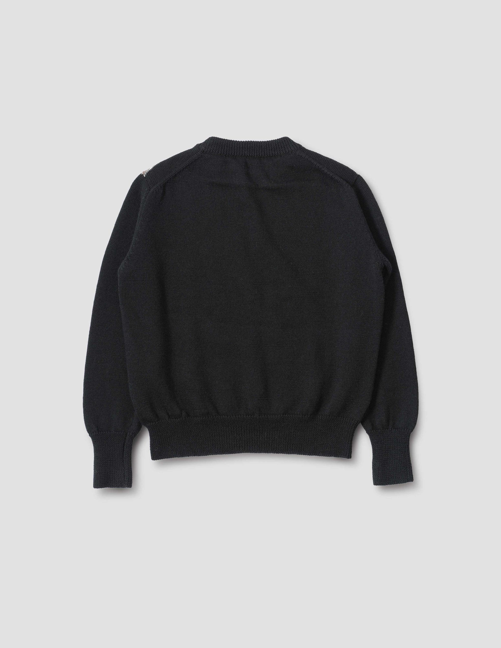 Pull col rond à motif Fair Isle abstrait - Black & Natural & Grey