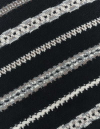 Pull col rond à motif Fair Isle abstrait - Black & Natural & Grey