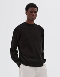 Pull col rond en maille côtelée - Black