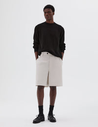 Pull col rond en maille côtelée - Black