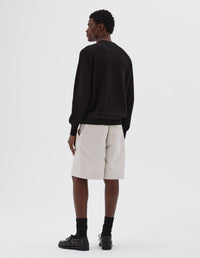 Pull col rond en maille côtelée - Black
