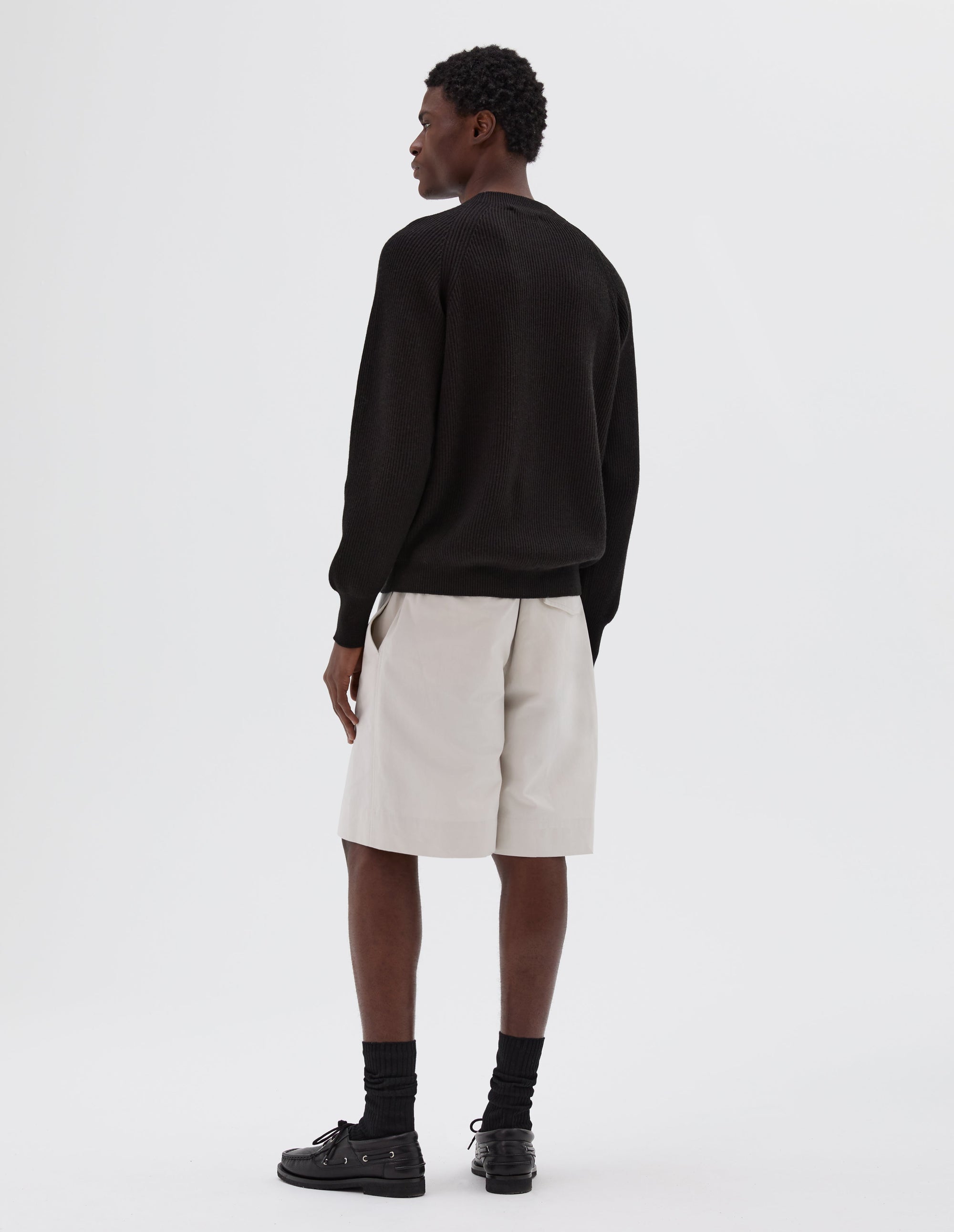 Pull col rond en maille côtelée - Black