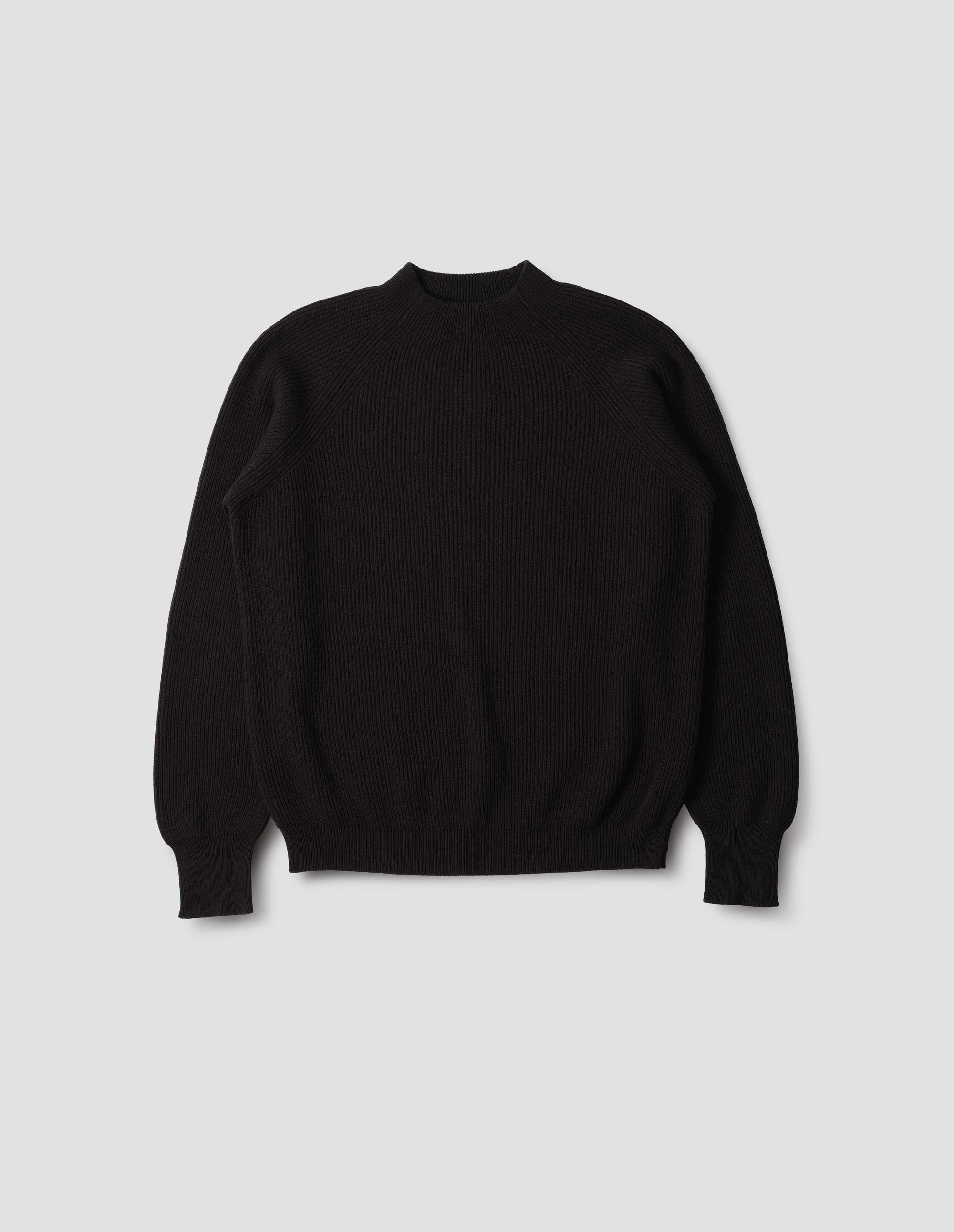 Pull col rond en maille côtelée - Black