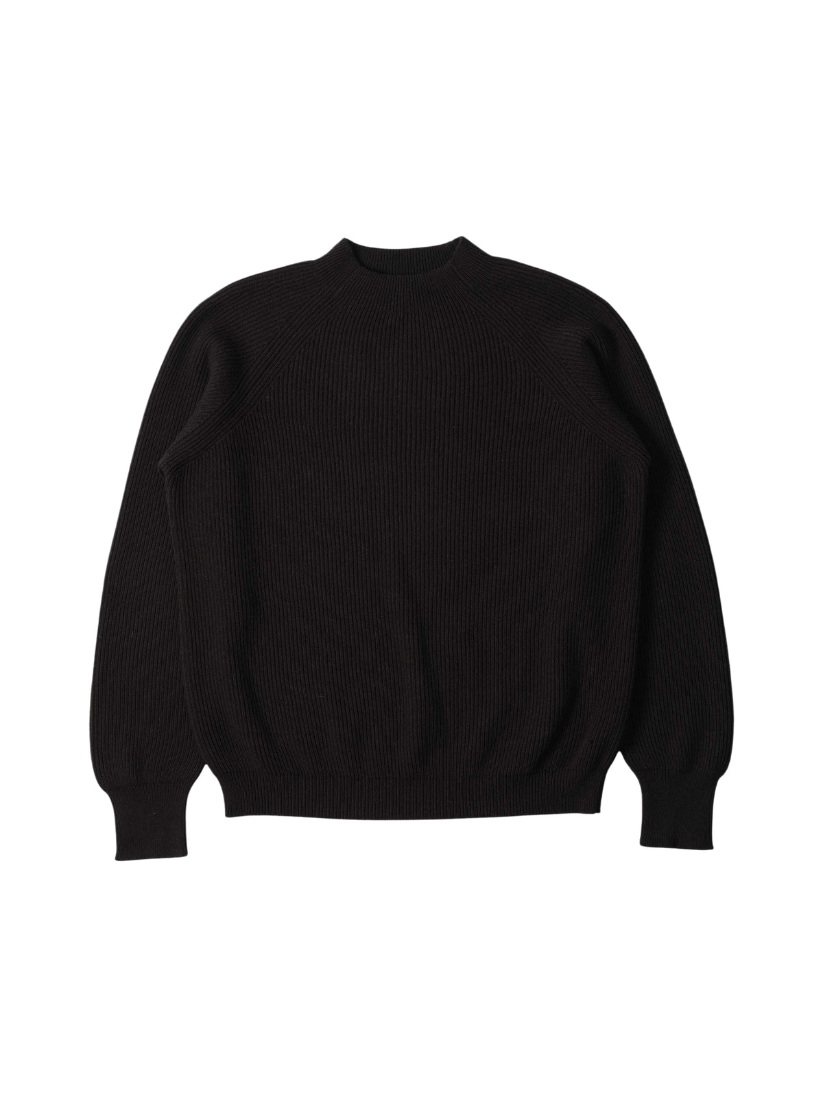 Pull col rond et côtelé en laine mélangée - Black
