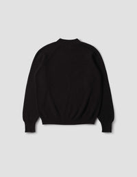 Pull col rond en maille côtelée - Black