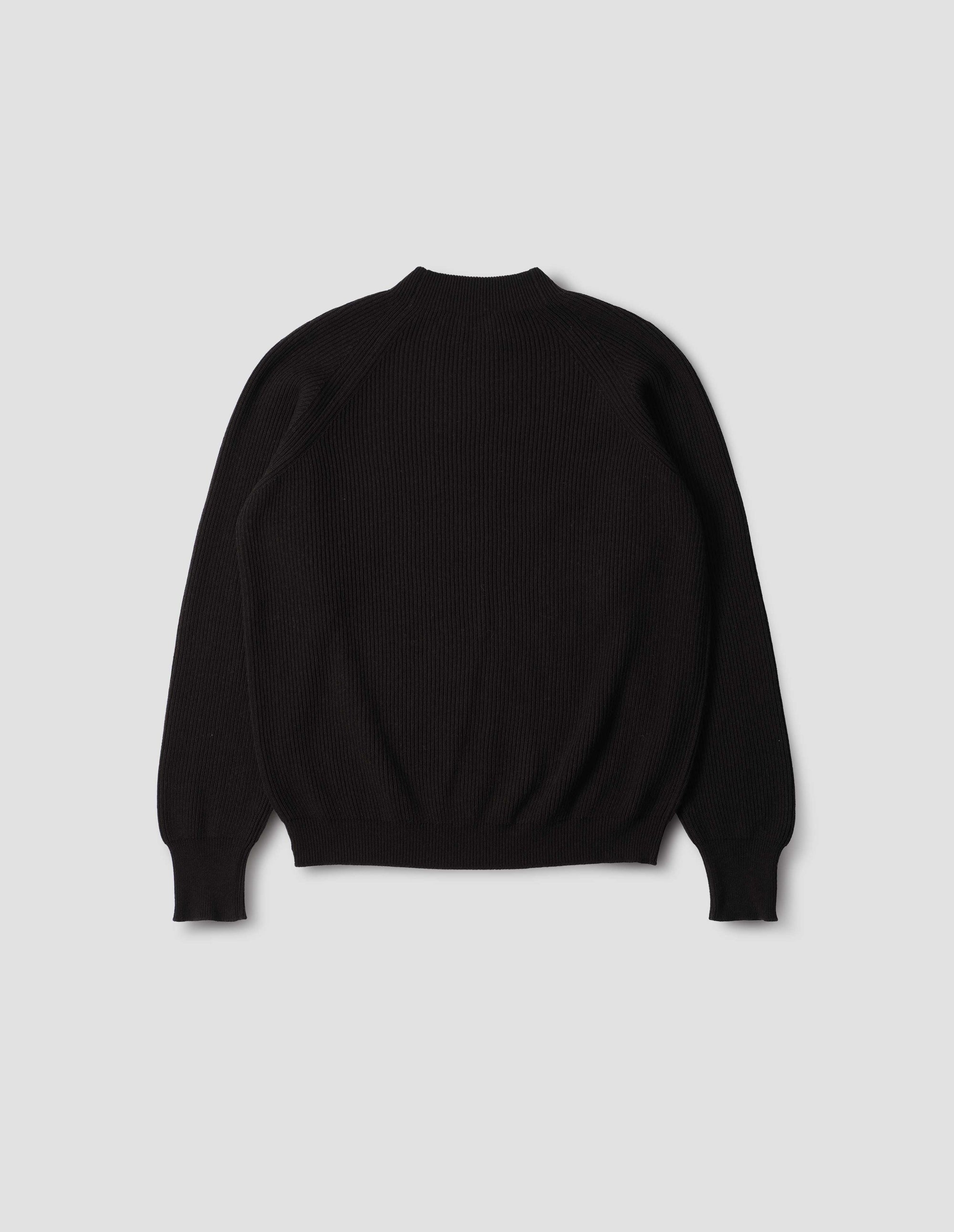 Pull col rond en maille côtelée - Black