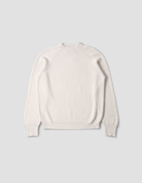 Pull col rond en maille côtelée - Beige & White