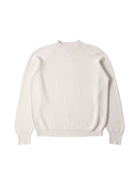 Pull col rond et côtelé en laine mélangée - Beige & White