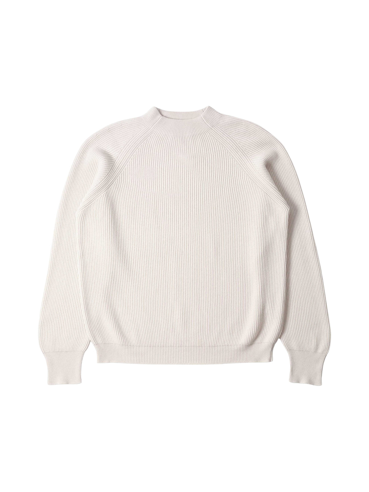 Pull col rond et côtelé en laine mélangée - Beige & White