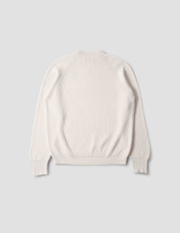 Pull col rond en maille côtelée - Beige & White