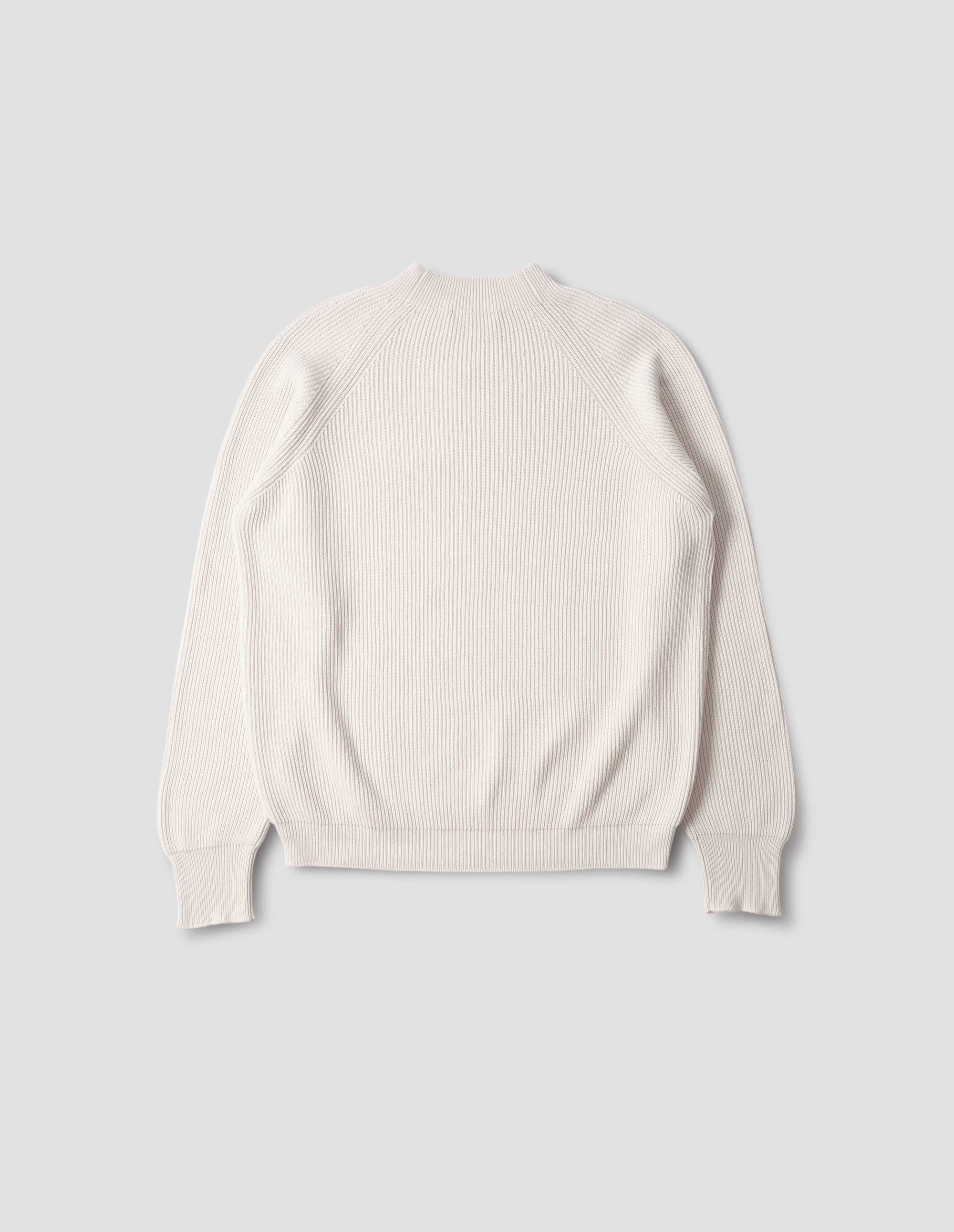Pull col rond en maille côtelée - Beige & White