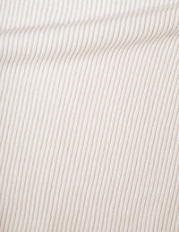 Pull col rond en maille côtelée - Beige & White