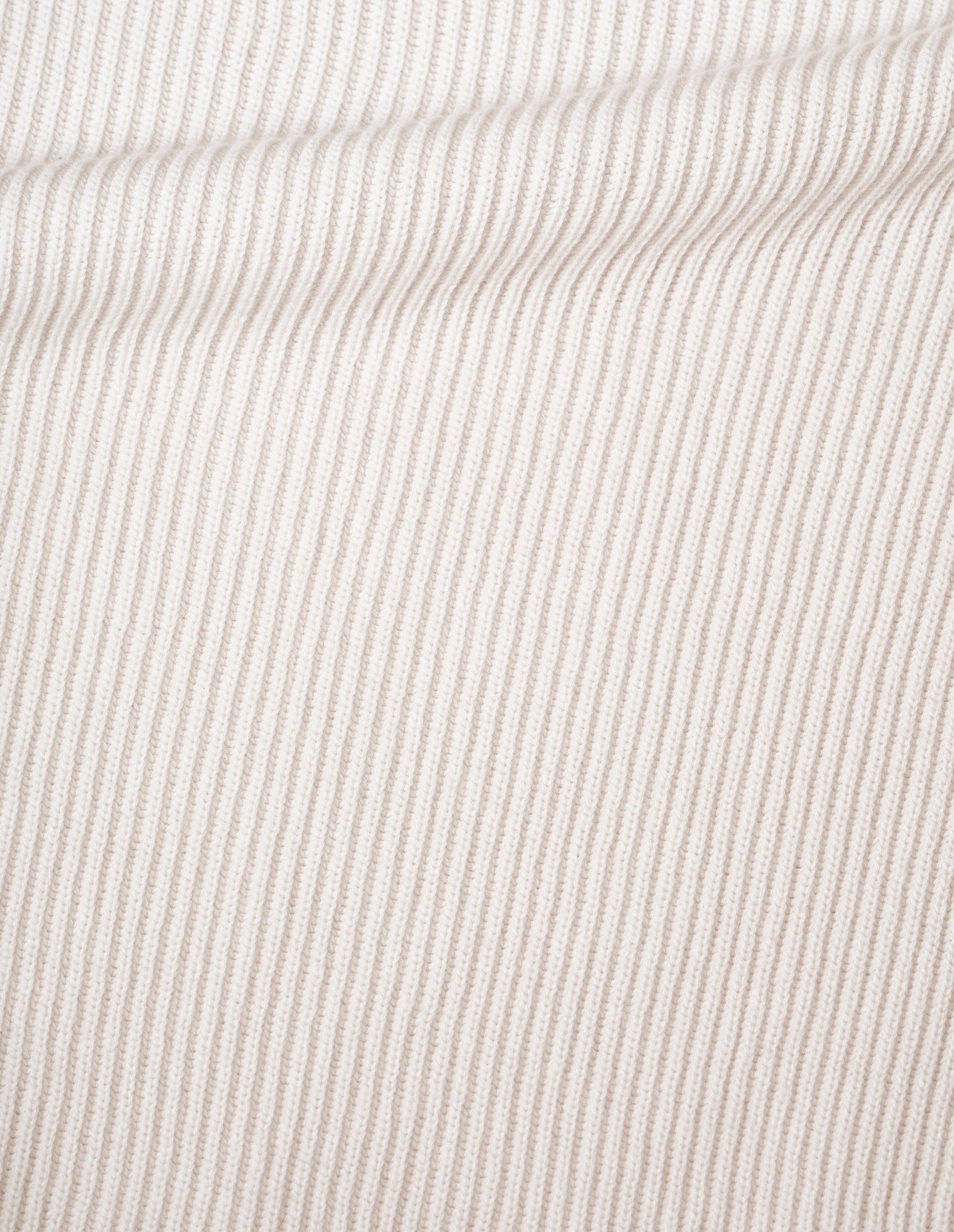 Pull col rond en maille côtelée - Beige & White