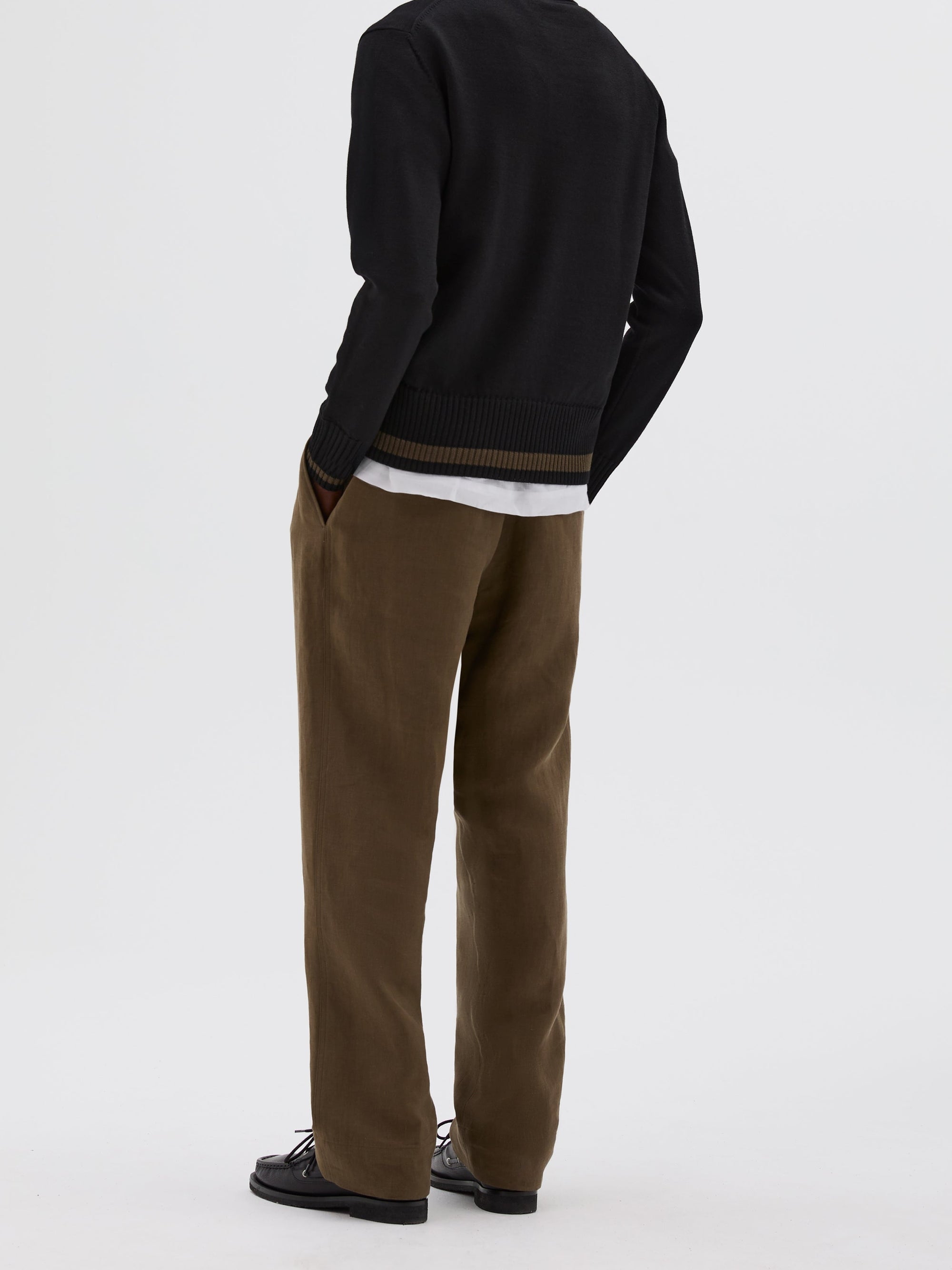 Wool polo shirt with contrasting stripes - Black & Green