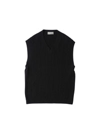 Sleeveless cable-knit woollen jumper - Black