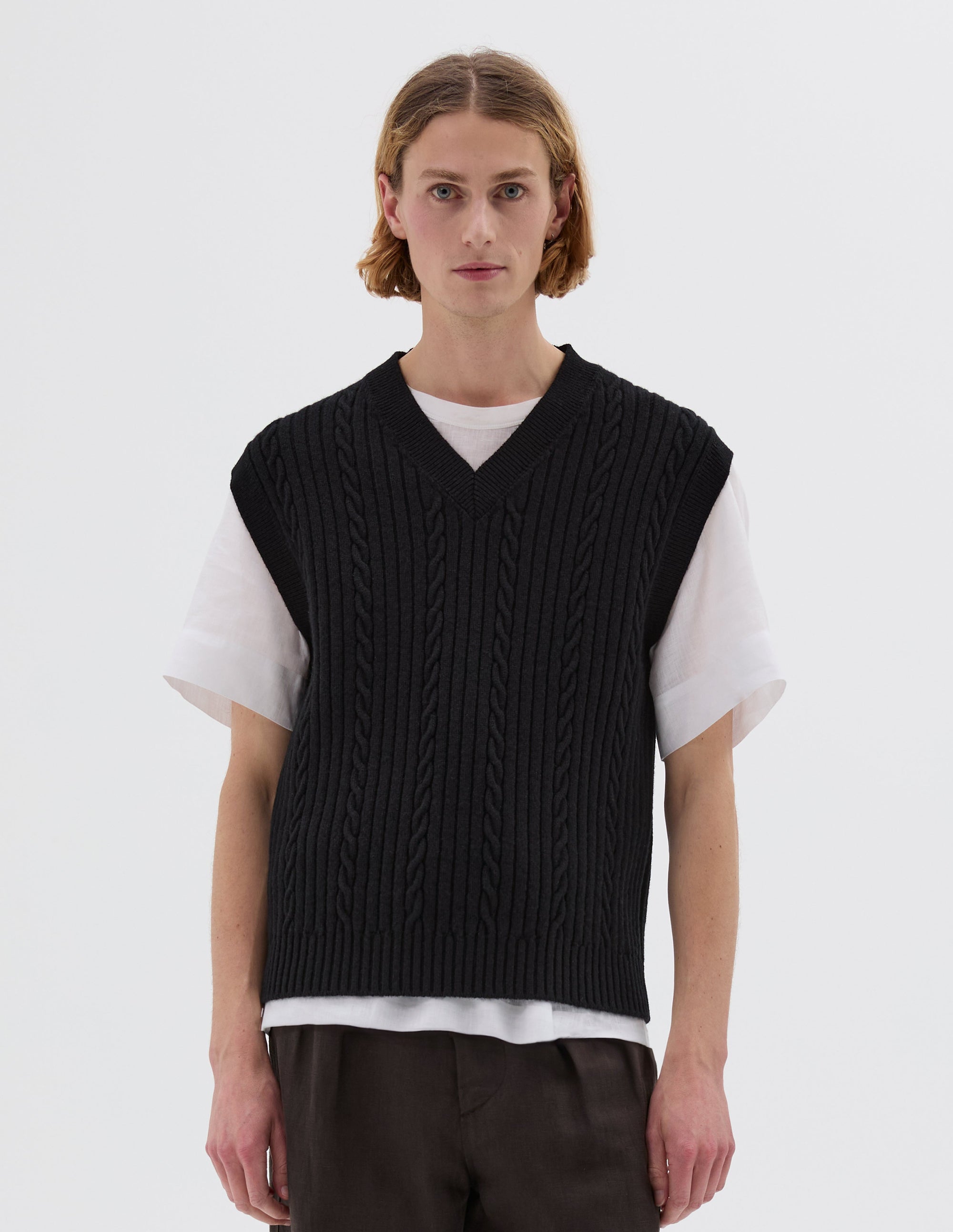 Débardeur en maille torsadée - Black
