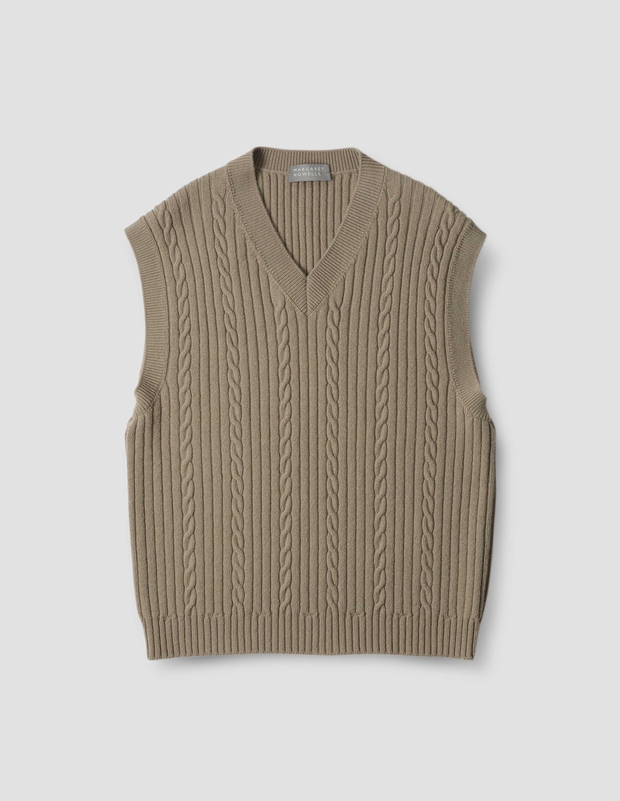 Débardeur en maille torsadée - Beige & Green