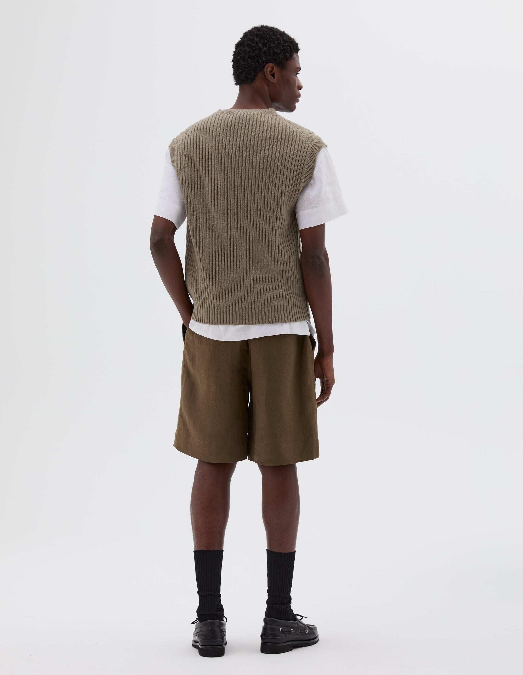 Débardeur en maille torsadée - Beige & Green