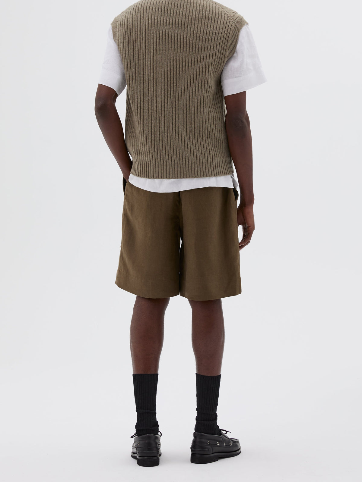 Sleeveless cable-knit wool jumper - Beige & Green