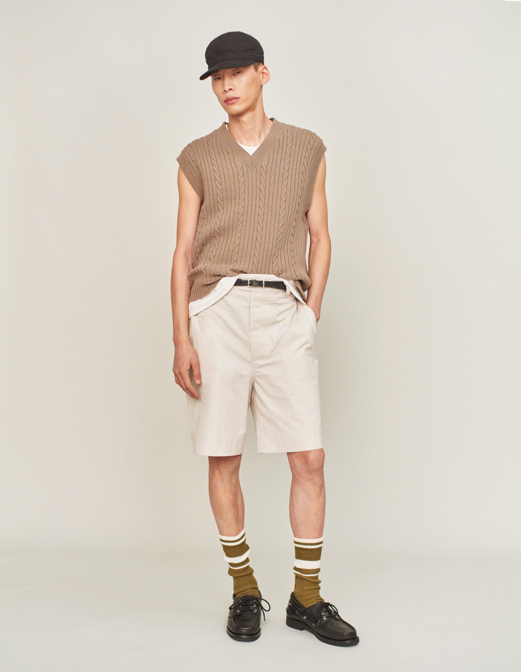 Débardeur en maille torsadée - Beige & Green