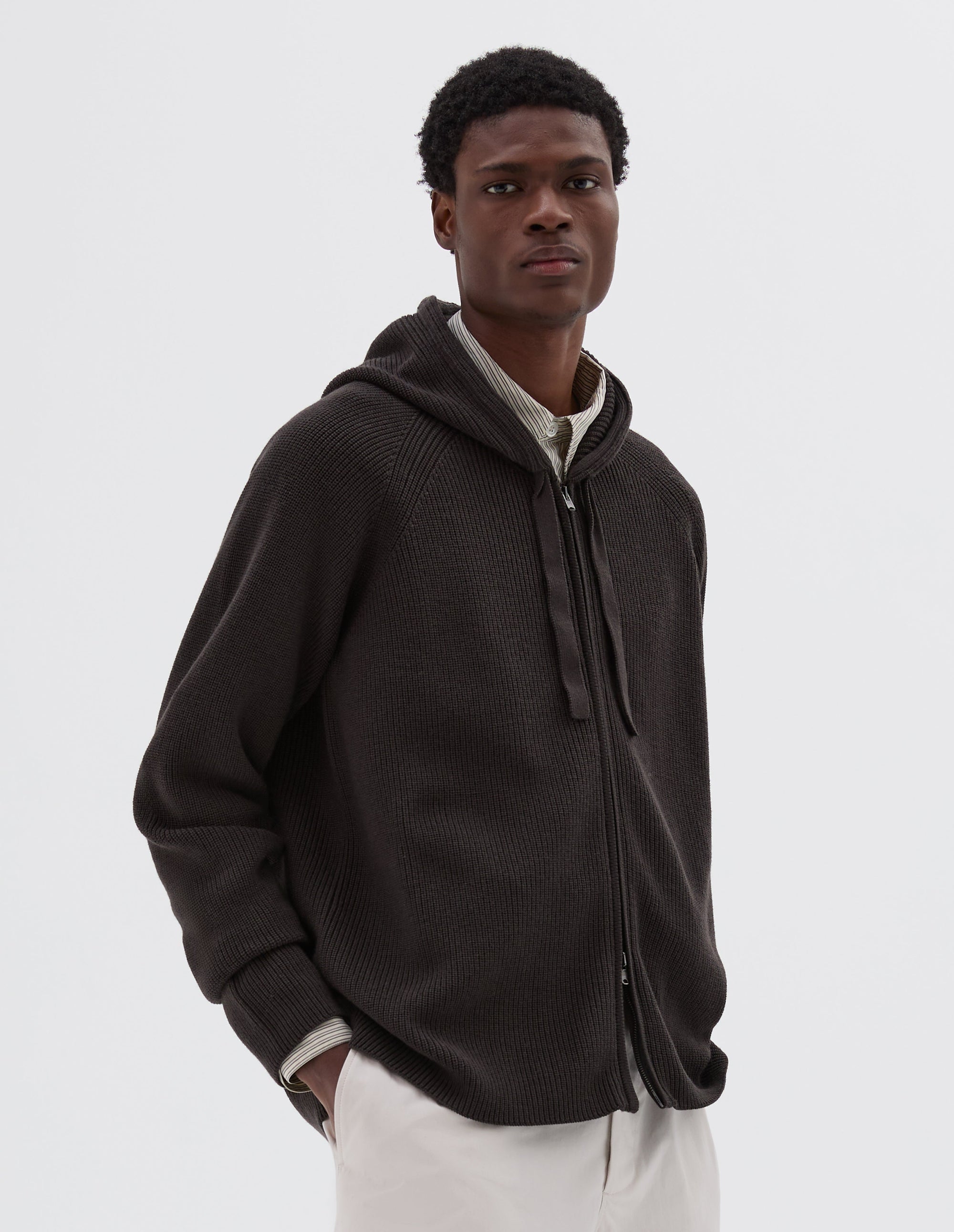 Sweat à capuche zippé - Brown