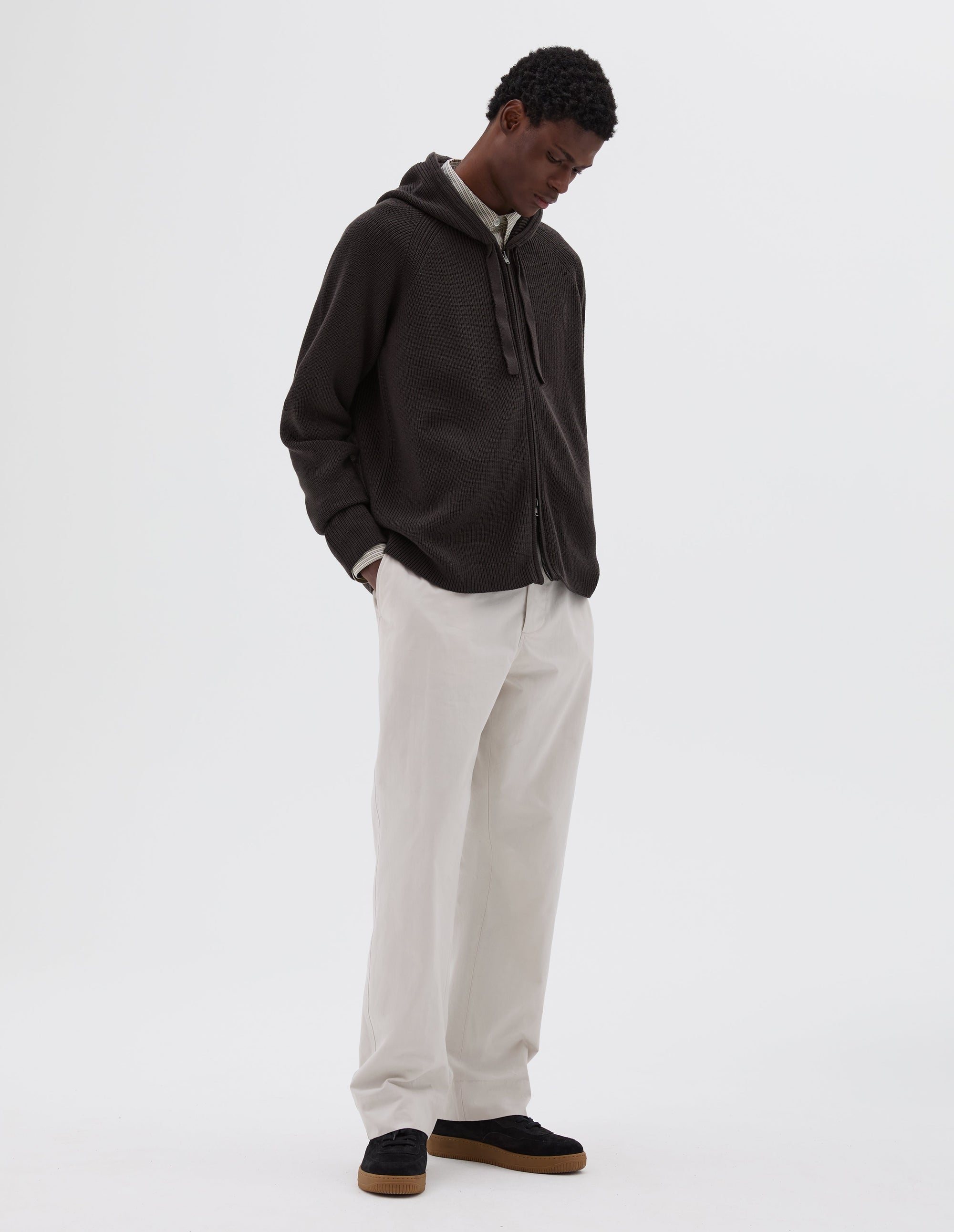 Sweat à capuche zippé - Brown