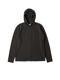 Sweat à capuche zippé en laine - Brown