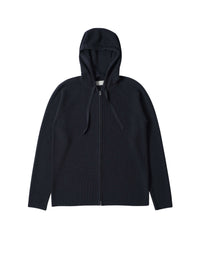 Sweat à capuche zippé en laine - Navy