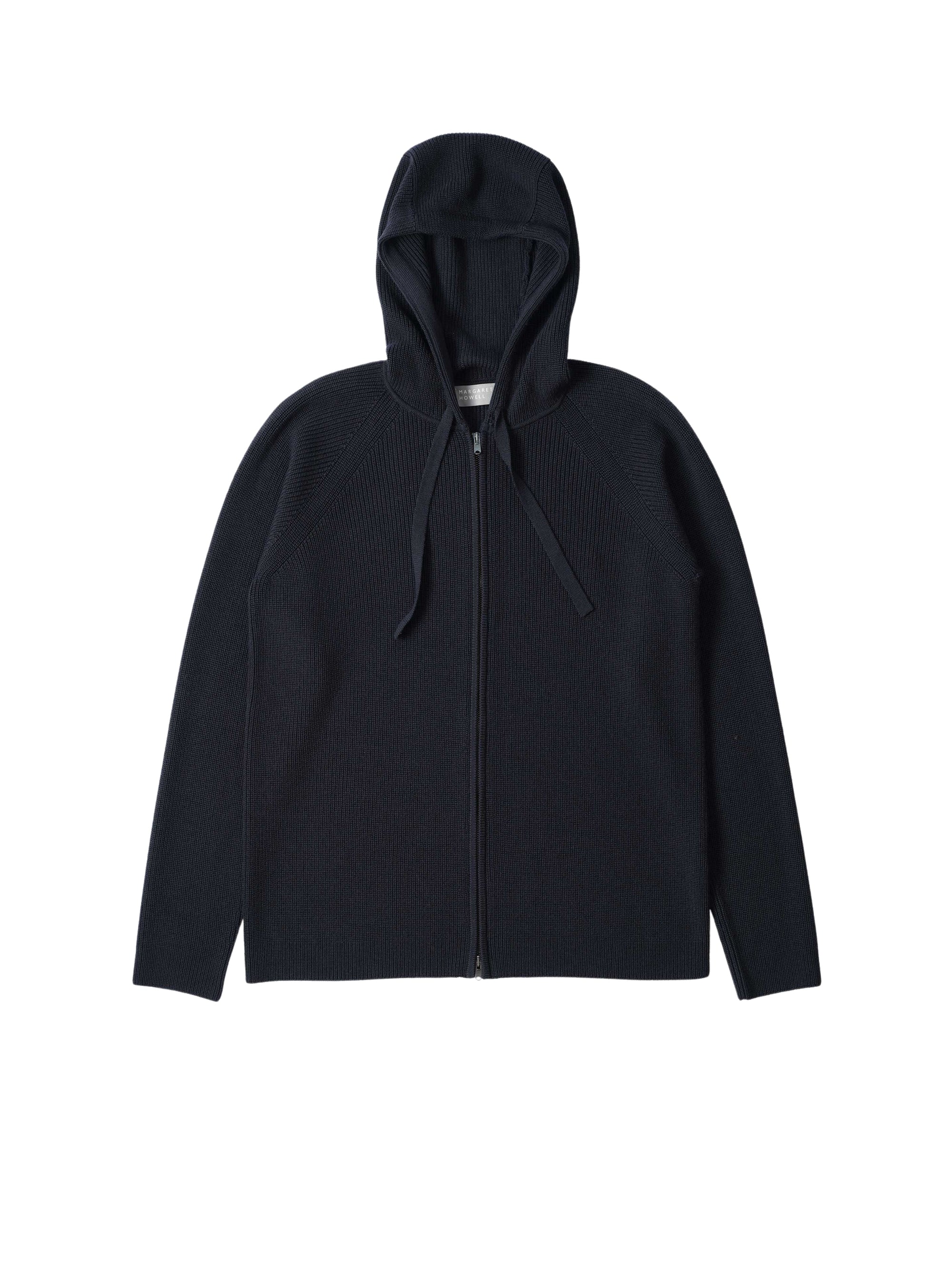 Sweat à capuche zippé en laine - Navy