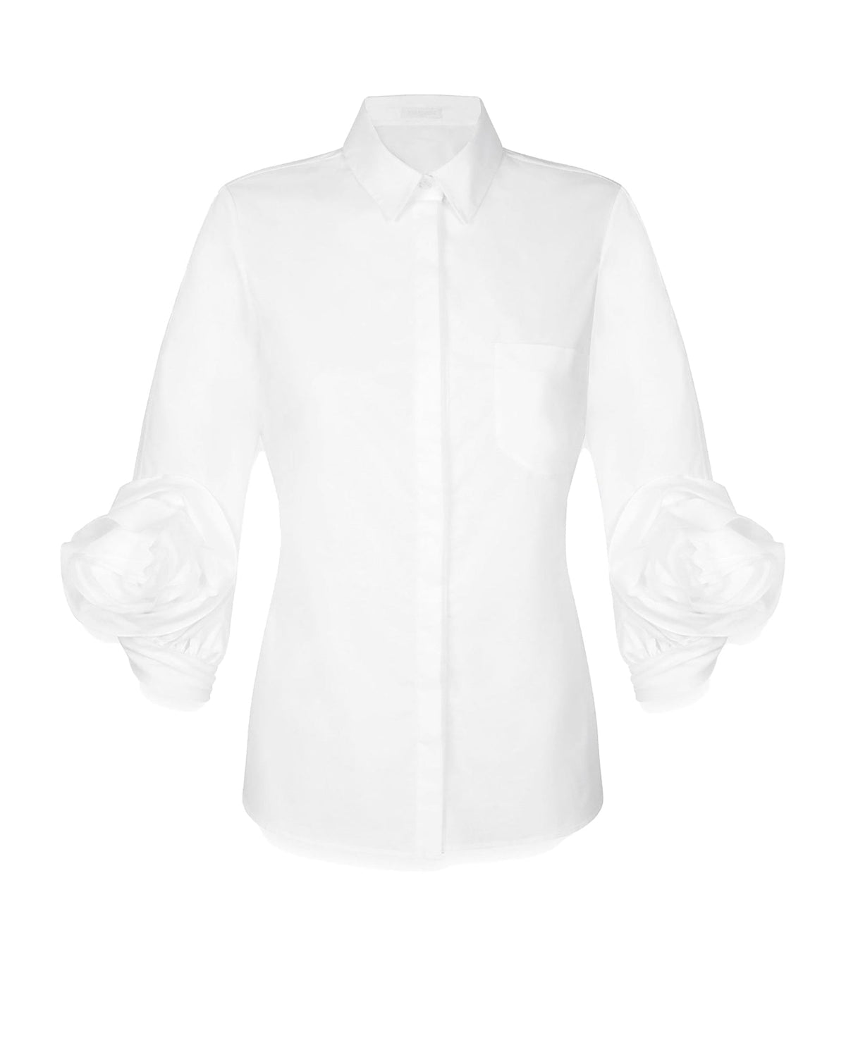 Chemise Mélanie décorée de rose - White