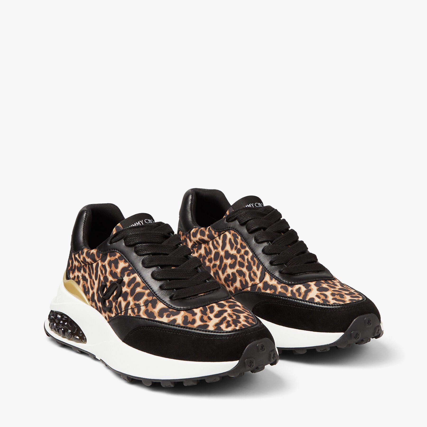 Sneakers Memphis lacées nylon et cuir imprimé léopard - Natural Mix & Black