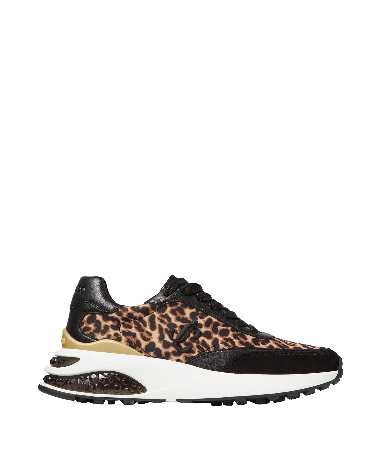 Sneakers Memphis lacées nylon et cuir imprimé léopard - Natural Mix & Black