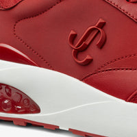 Memphis neoprene and leather lace-up trainers - Red Mix