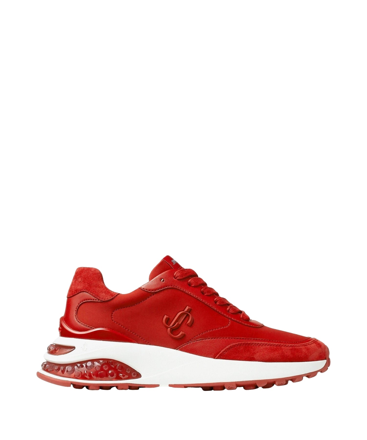 Memphis neoprene and leather lace-up trainers - Red Mix
