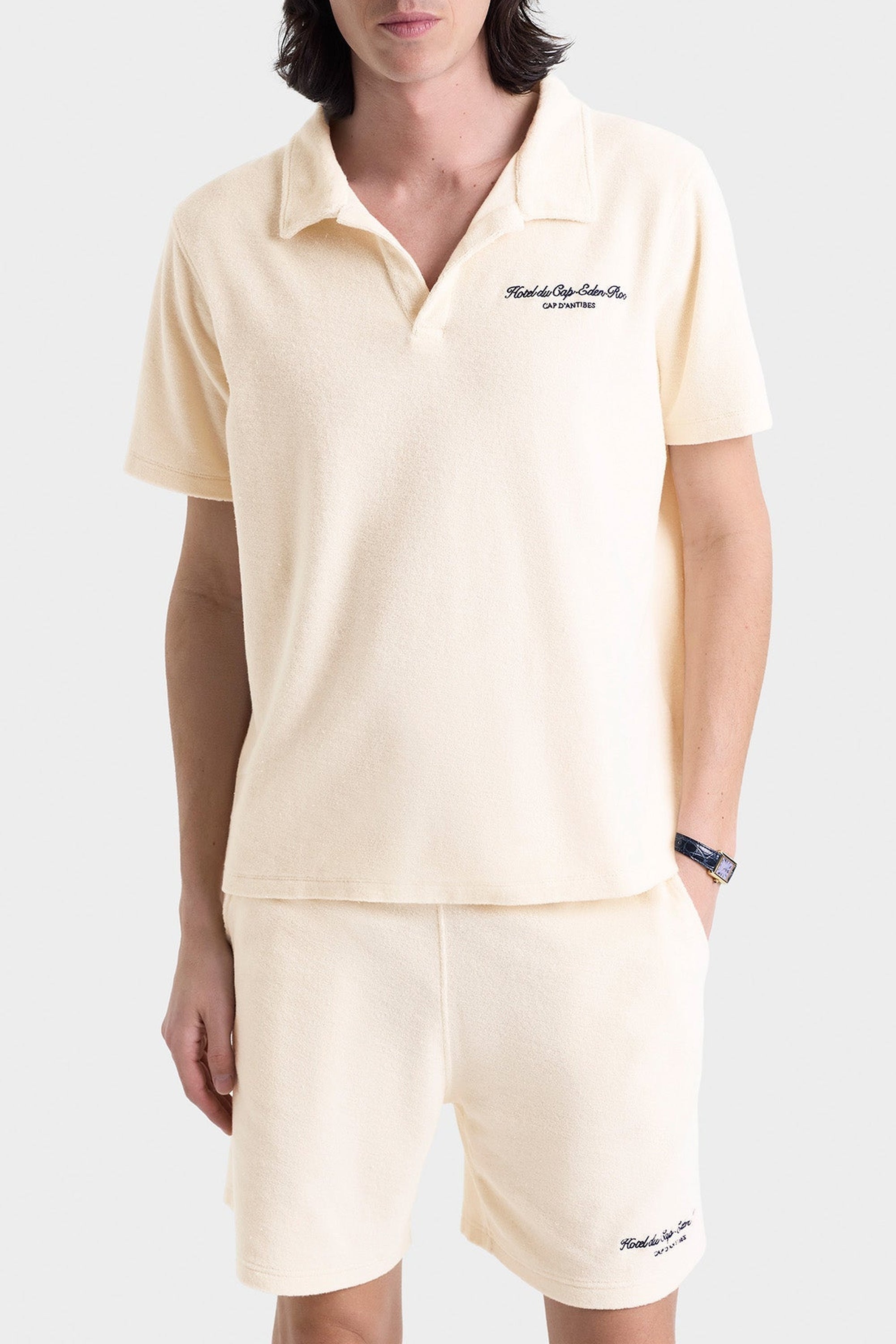 Polo Eden Script brodé en velours - Cream