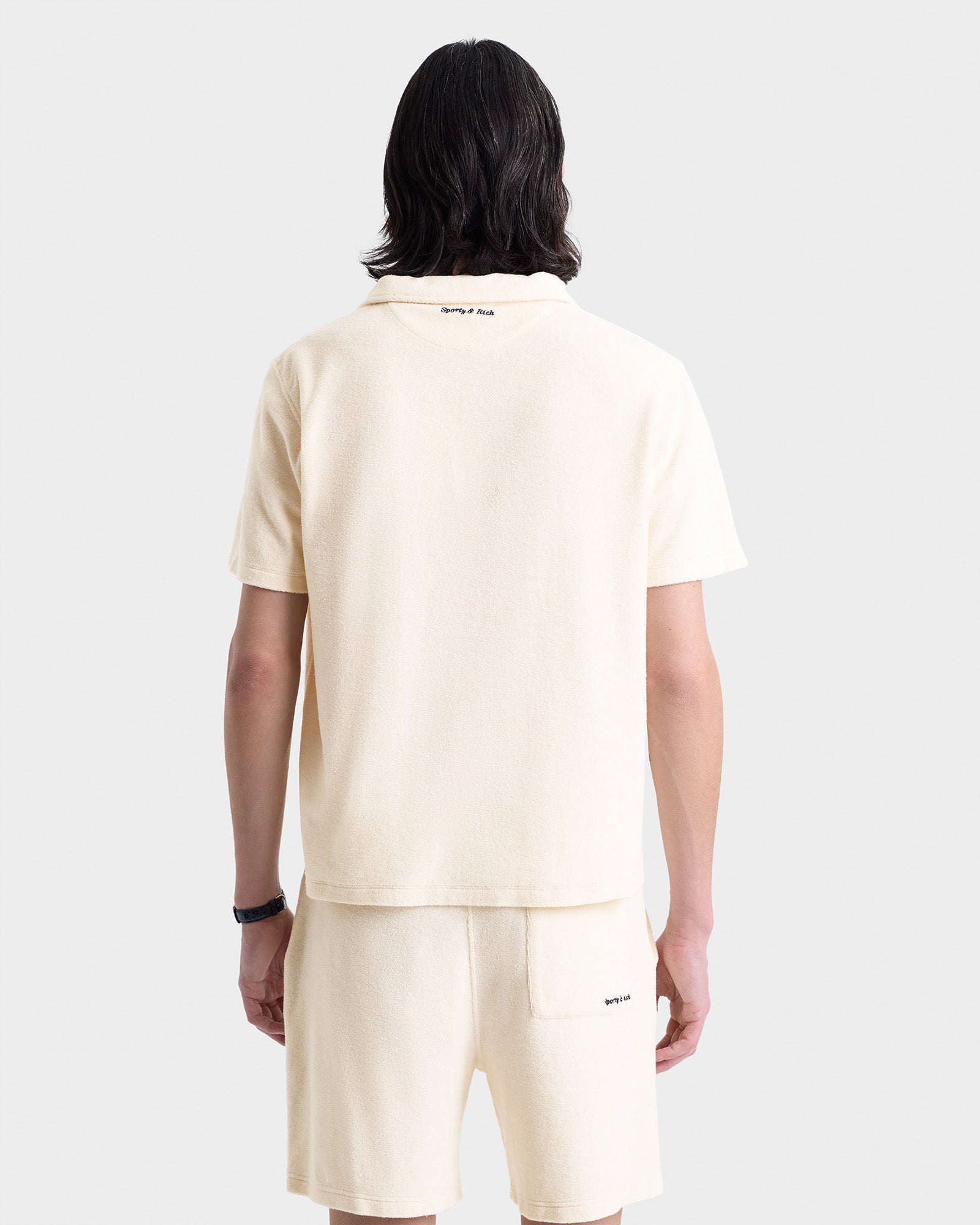 Polo Eden Script brodé en velours - Cream