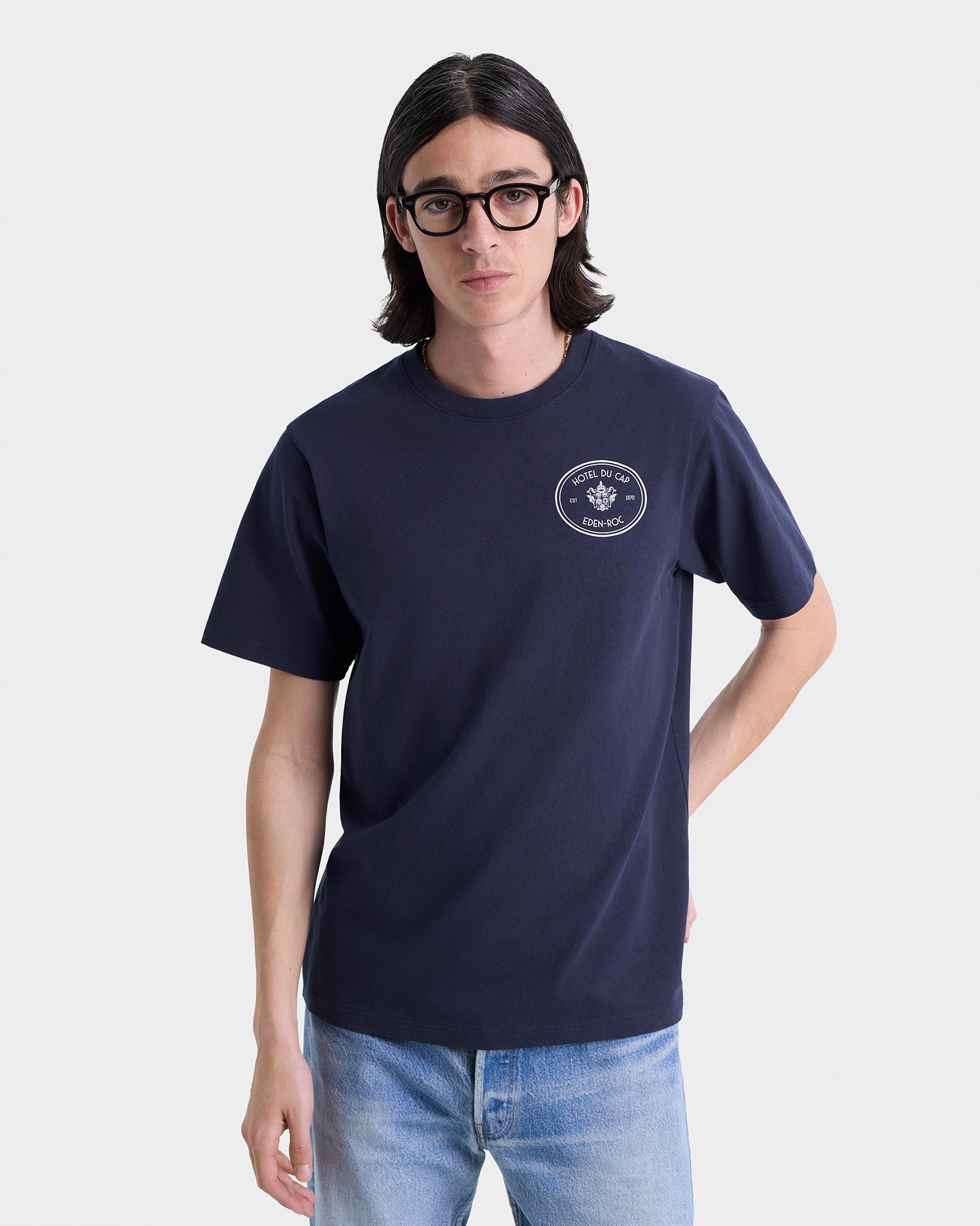 Kennedy Crest T-Shirt - Navy & White