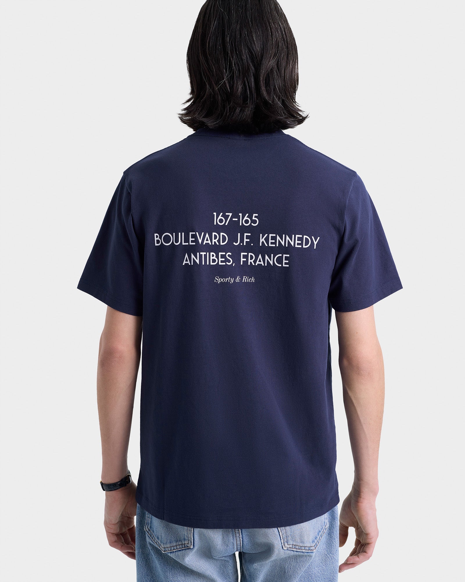 Kennedy Crest T-Shirt - Navy & White
