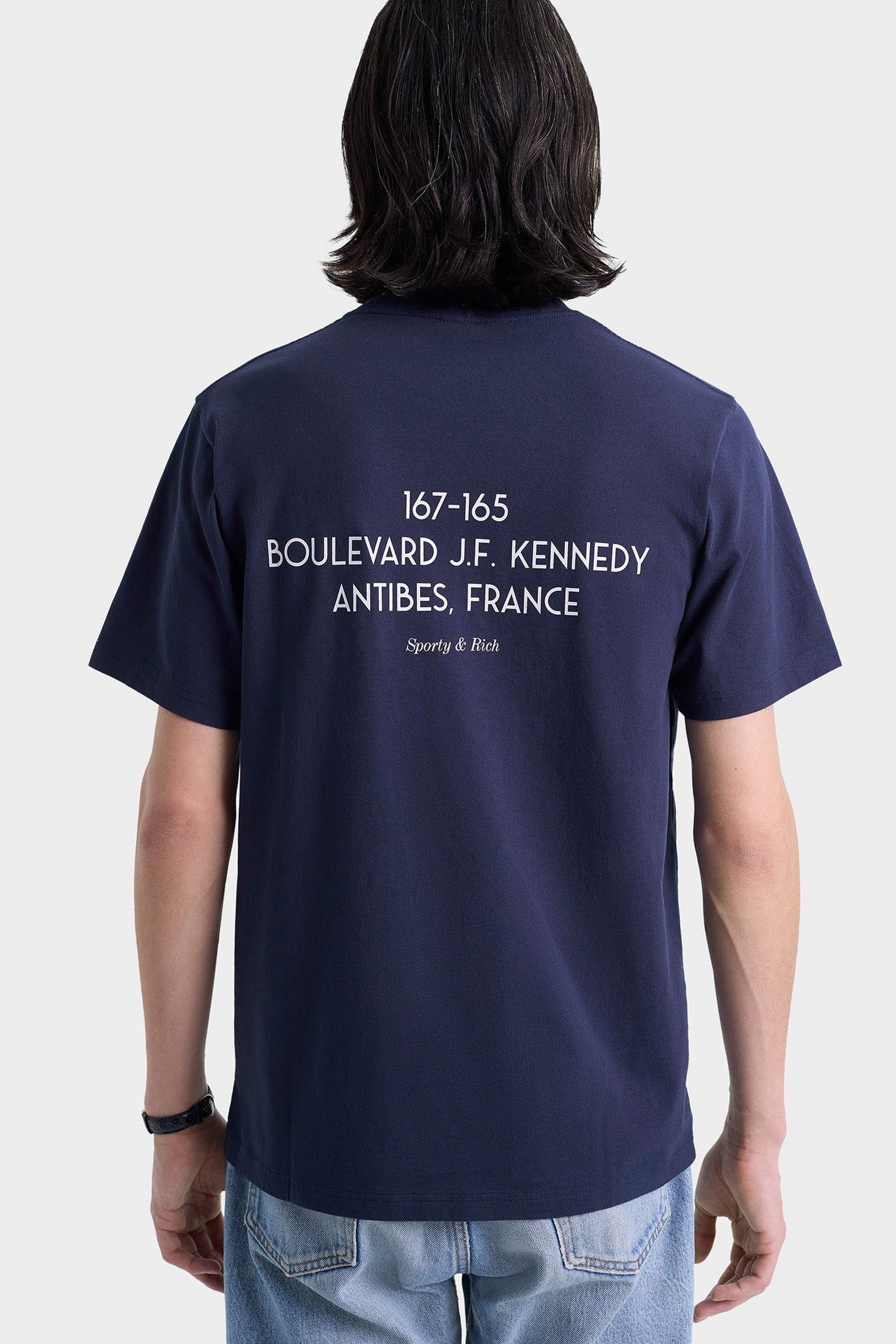 Kennedy Crest T-Shirt - Navy & White
