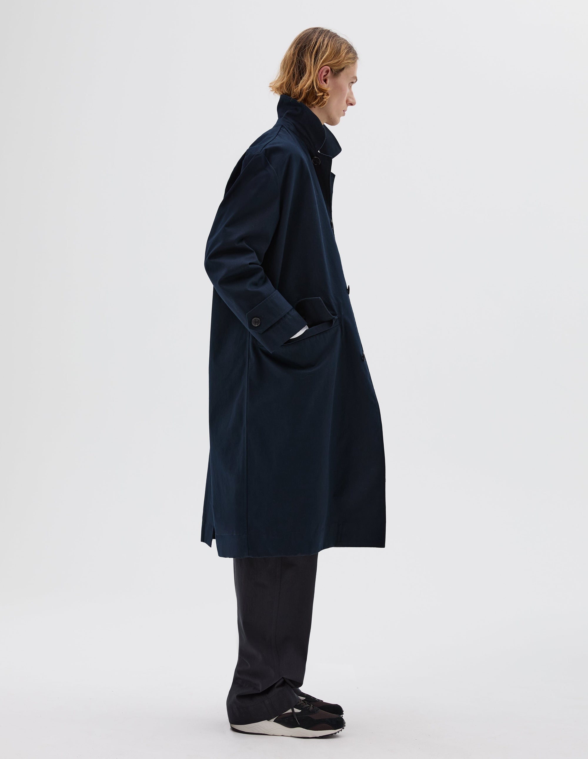 Imperméable à poches en biais - Navy