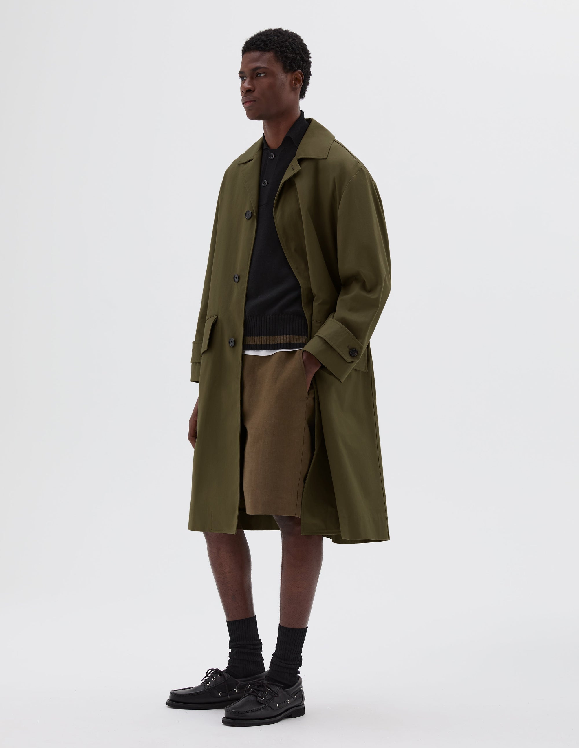 Imperméable à poches en biais - Green & Brown