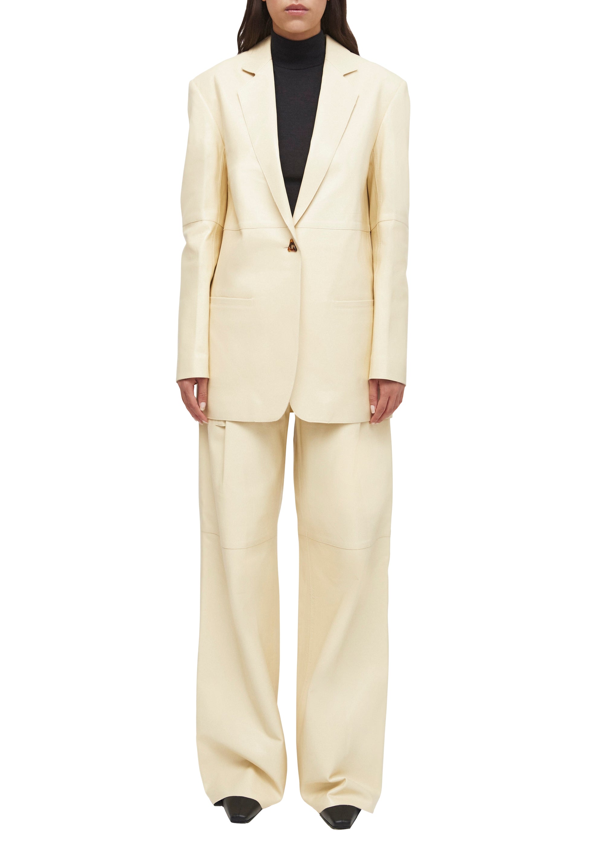 Blazer Mercedes carré en cuir - Vanilla