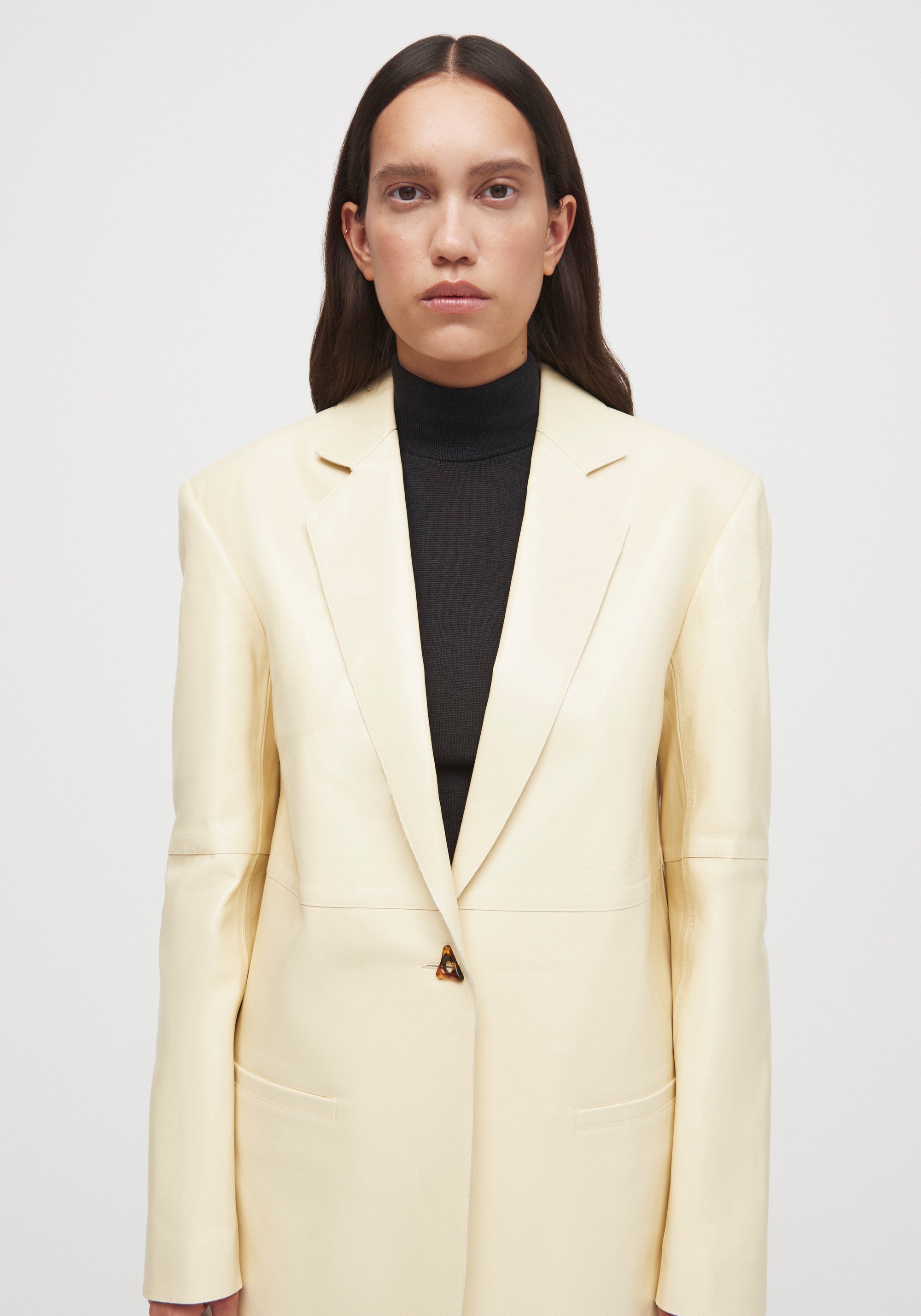 Blazer Mercedes carré en cuir - Vanilla