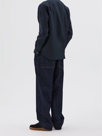 Classic straight-cut linen shirt - Navy