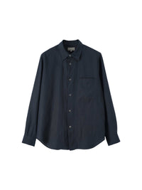 Classic straight-cut linen shirt - Navy