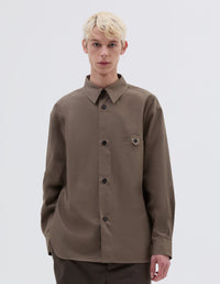 Chemise à poche à patte - Green & Brown & Beige