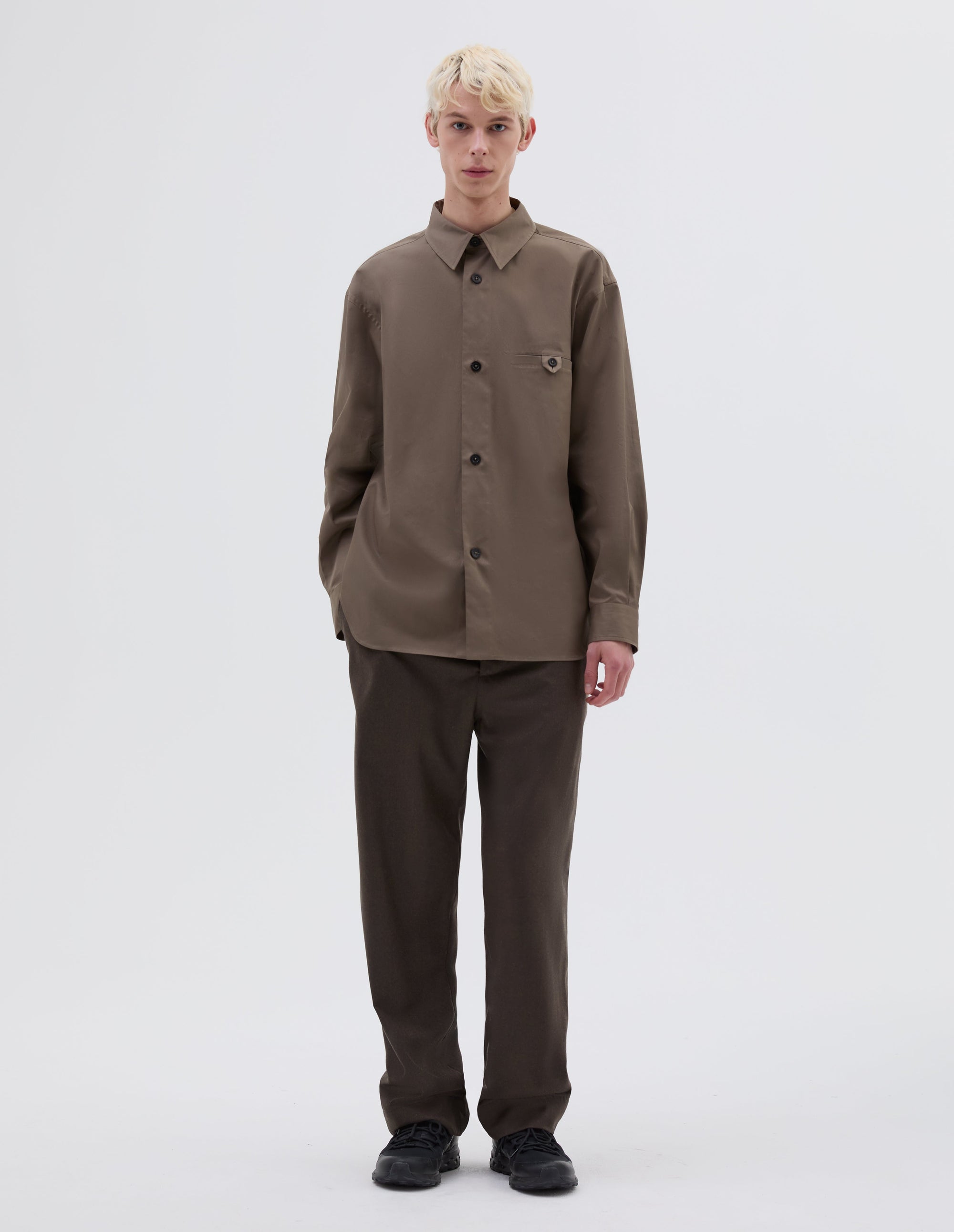 Chemise à poche à patte - Green & Brown & Beige